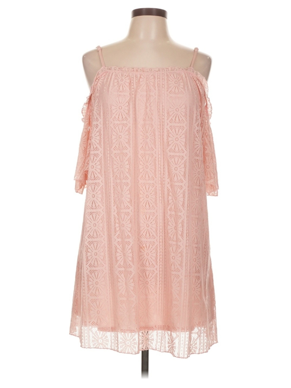 love, Fire Peach Lace Cold-Shoulder Sundress